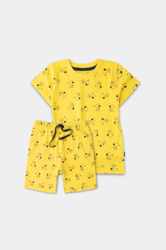 Boys Playful Prints Yellow Co-ord Set