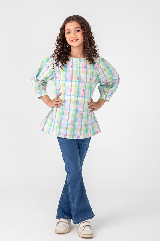 Green Checkered Cotton Top