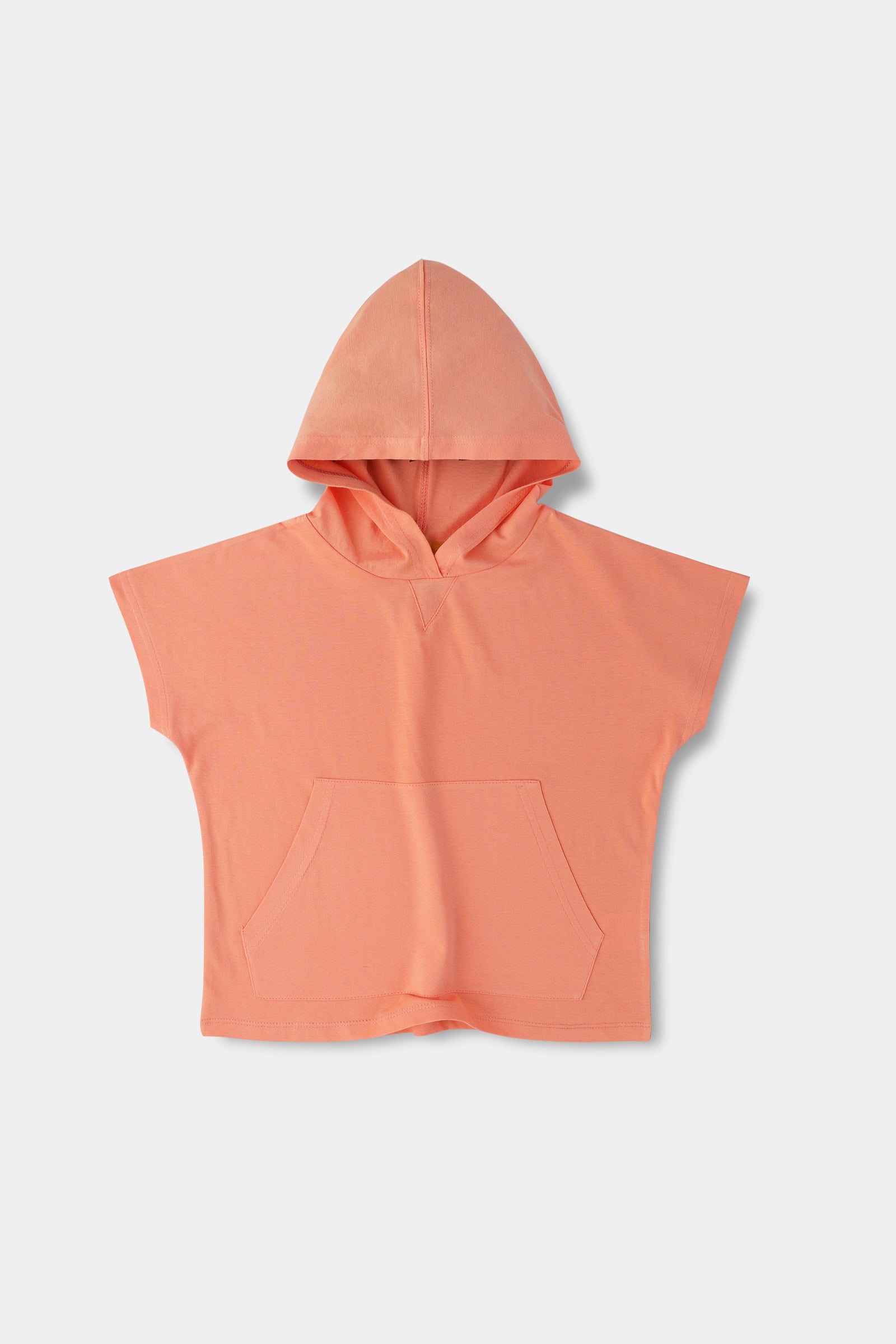 Girls Coral Oversized Hoodie Tee