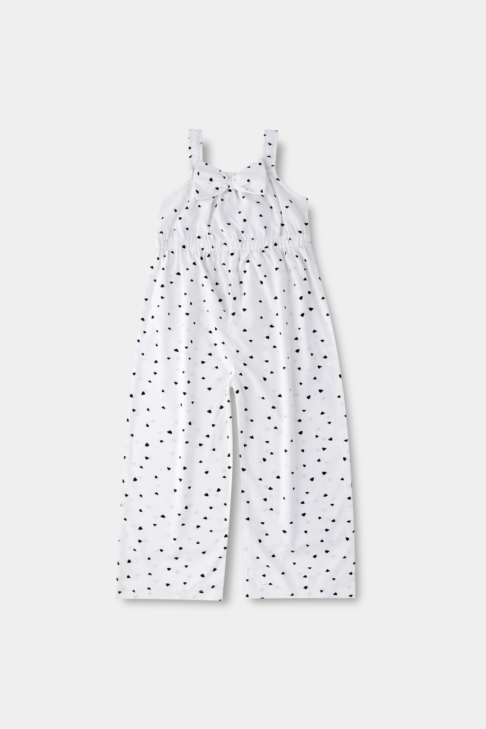 White Heart Printed Silk Jumpsuit