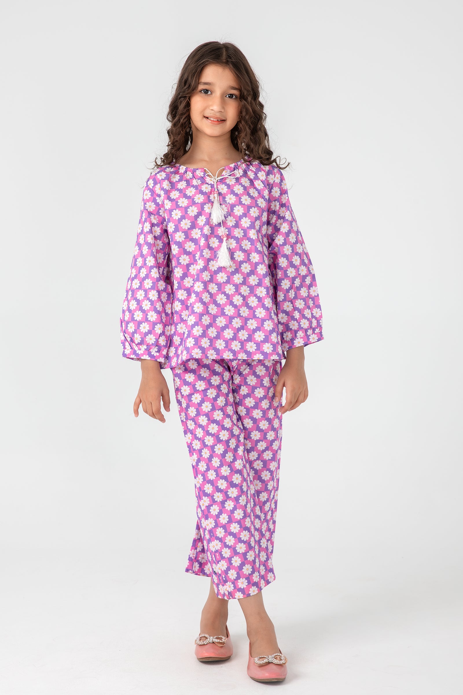 Purple Printed Cotton Co-ord Set