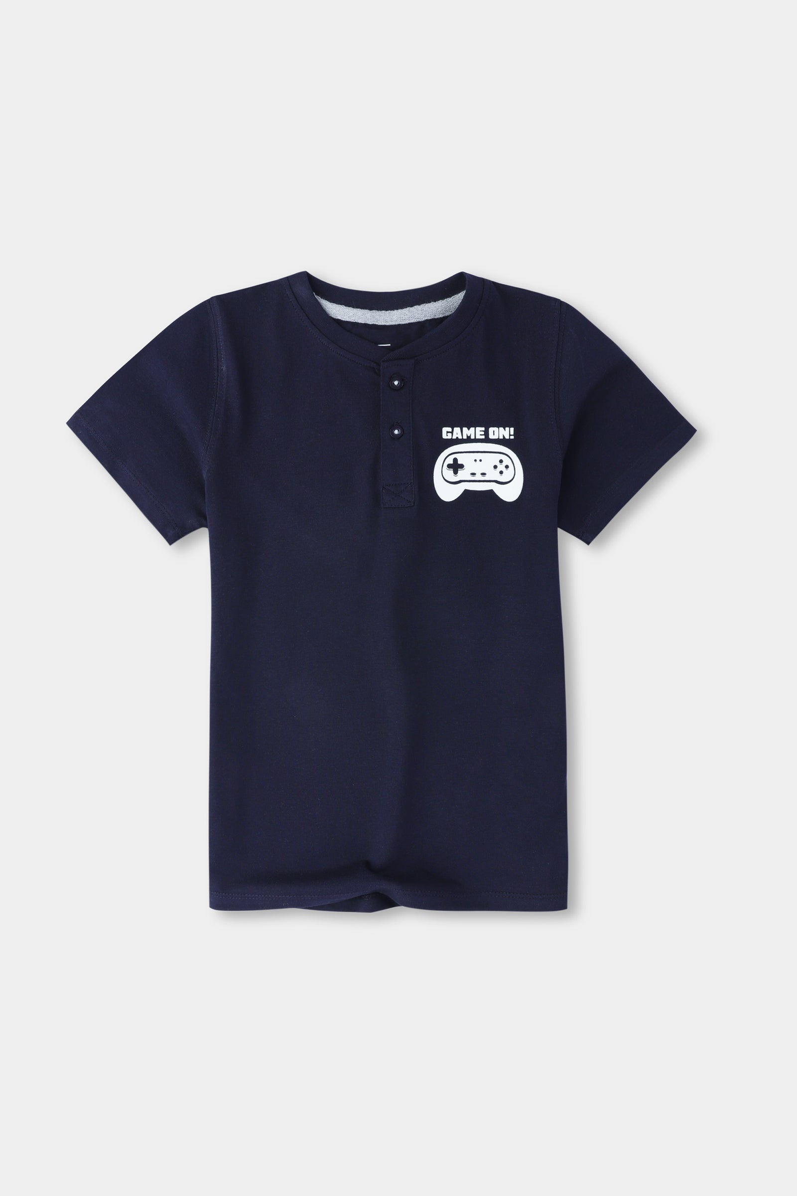 Boys Navy Game On Henley T-shirt