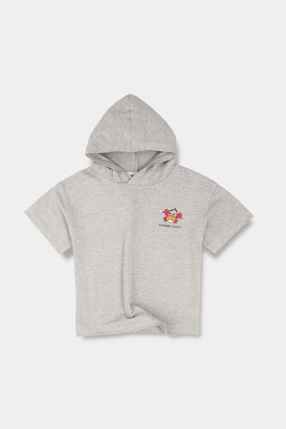 Boys Grey Relaxed Hooded T-shirt