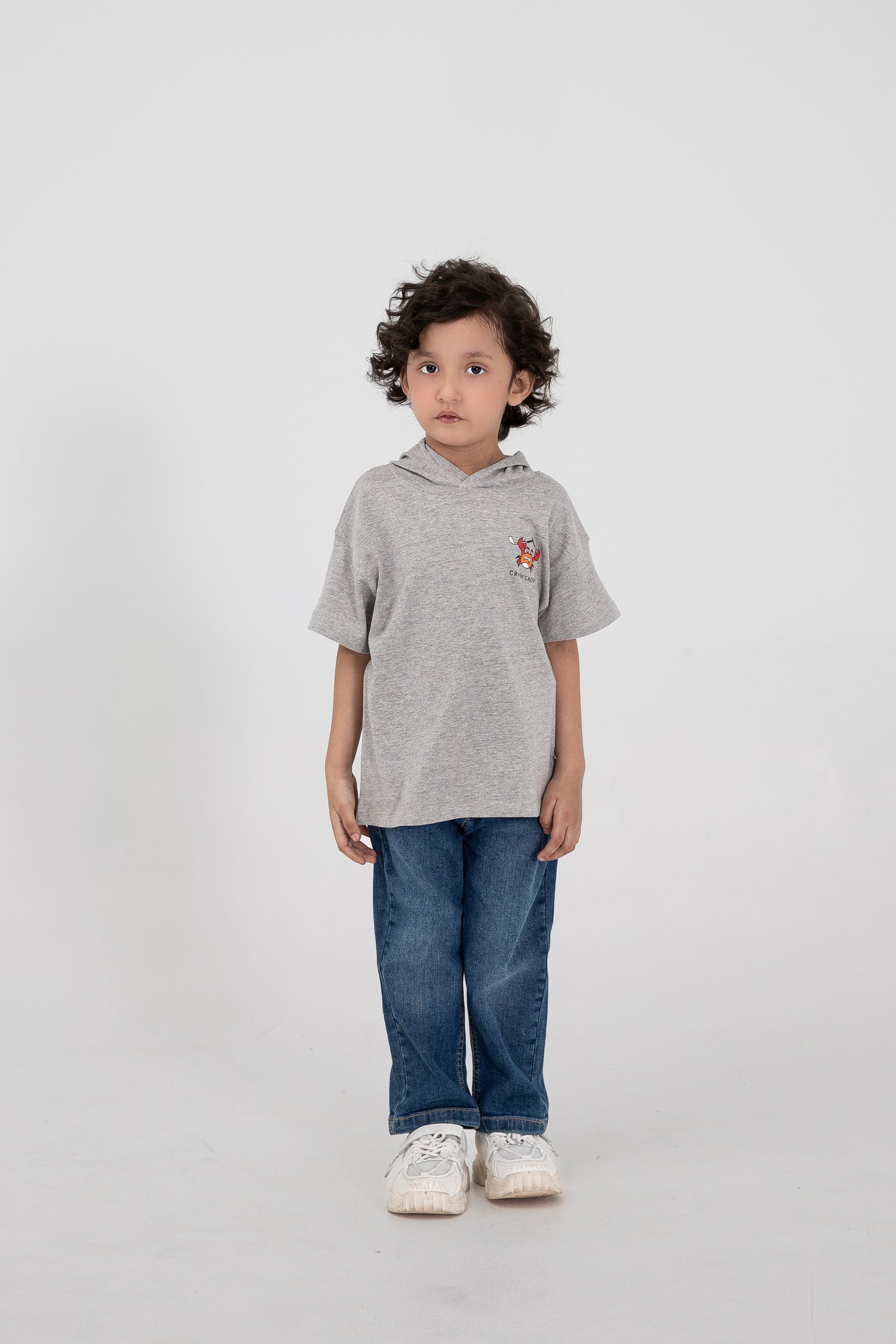 Boys Grey Relaxed Hooded T-shirt