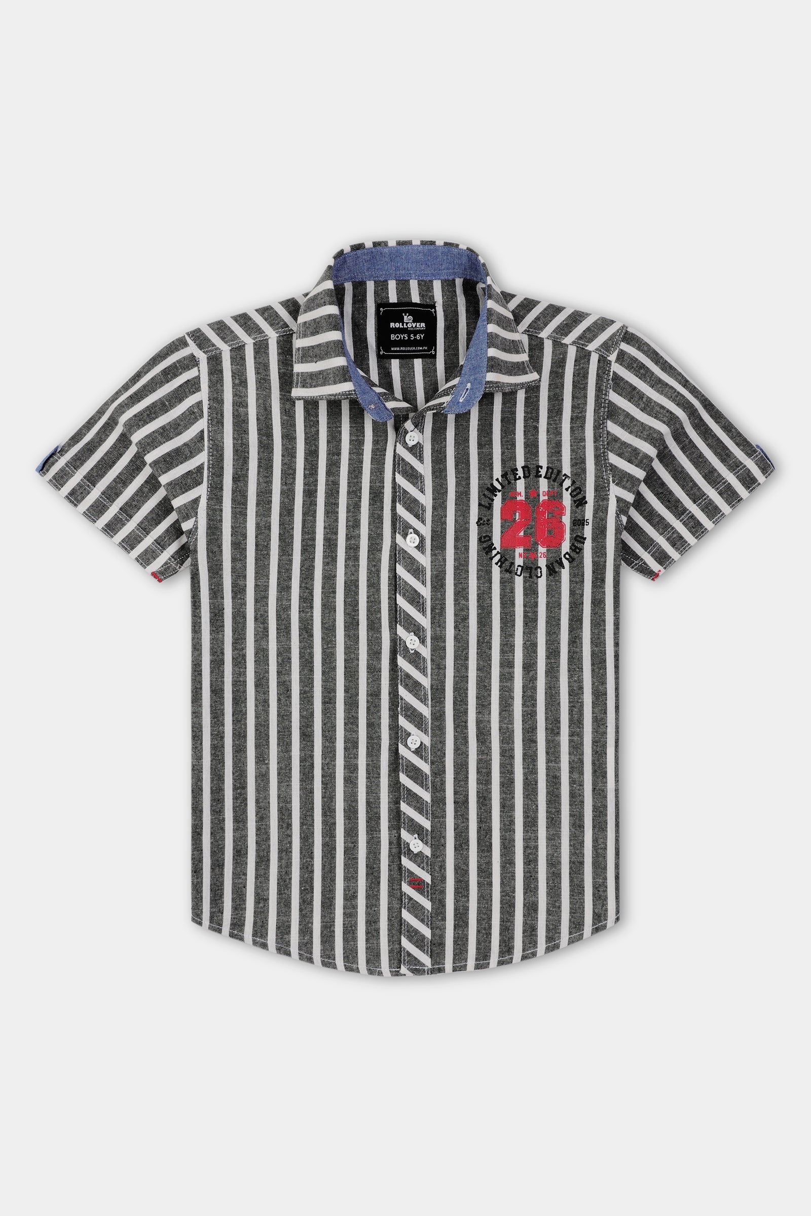 Boys Black Striped Cotton Shirt