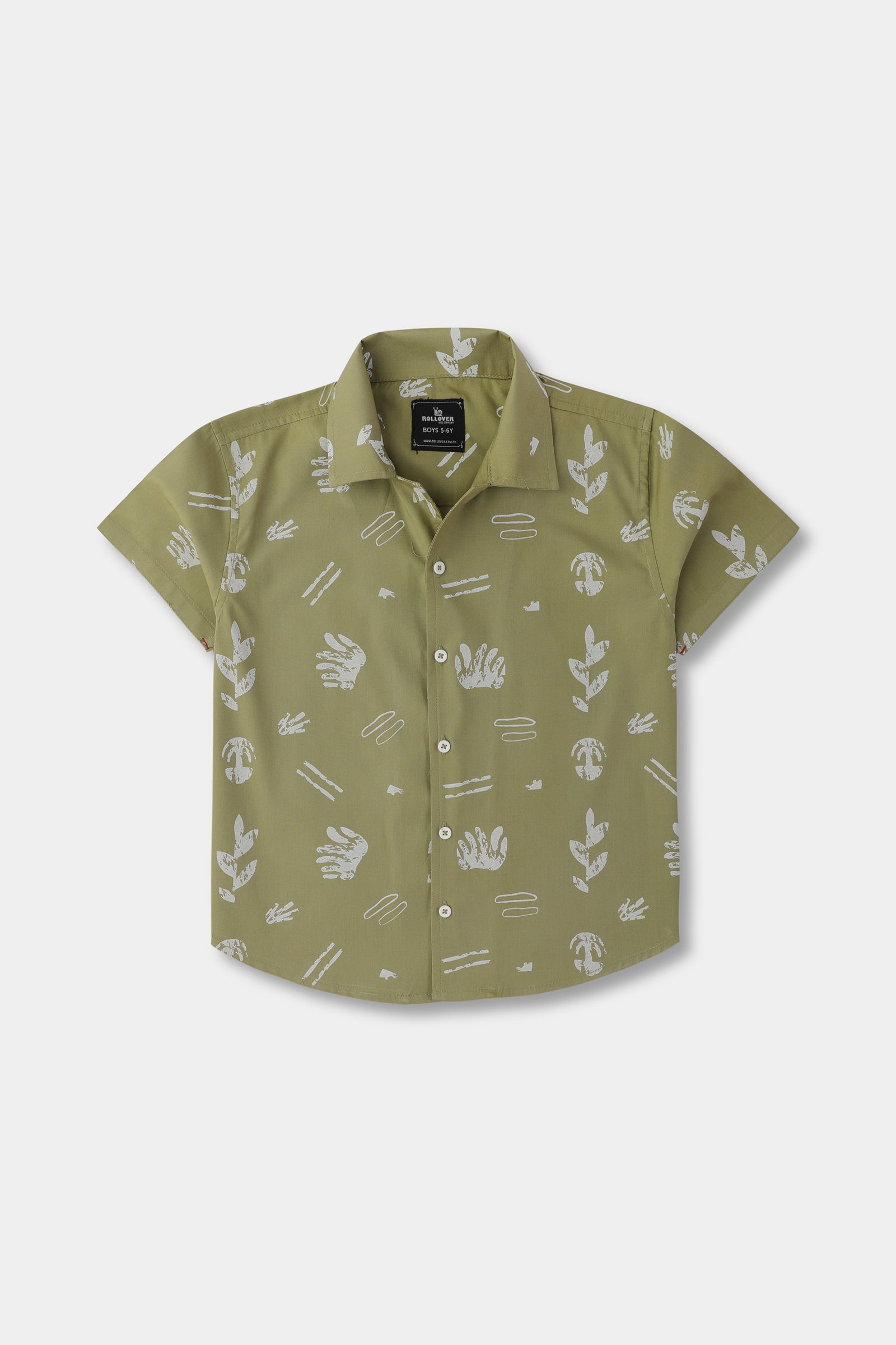Boys Olive Wild Printed Casual Shirt