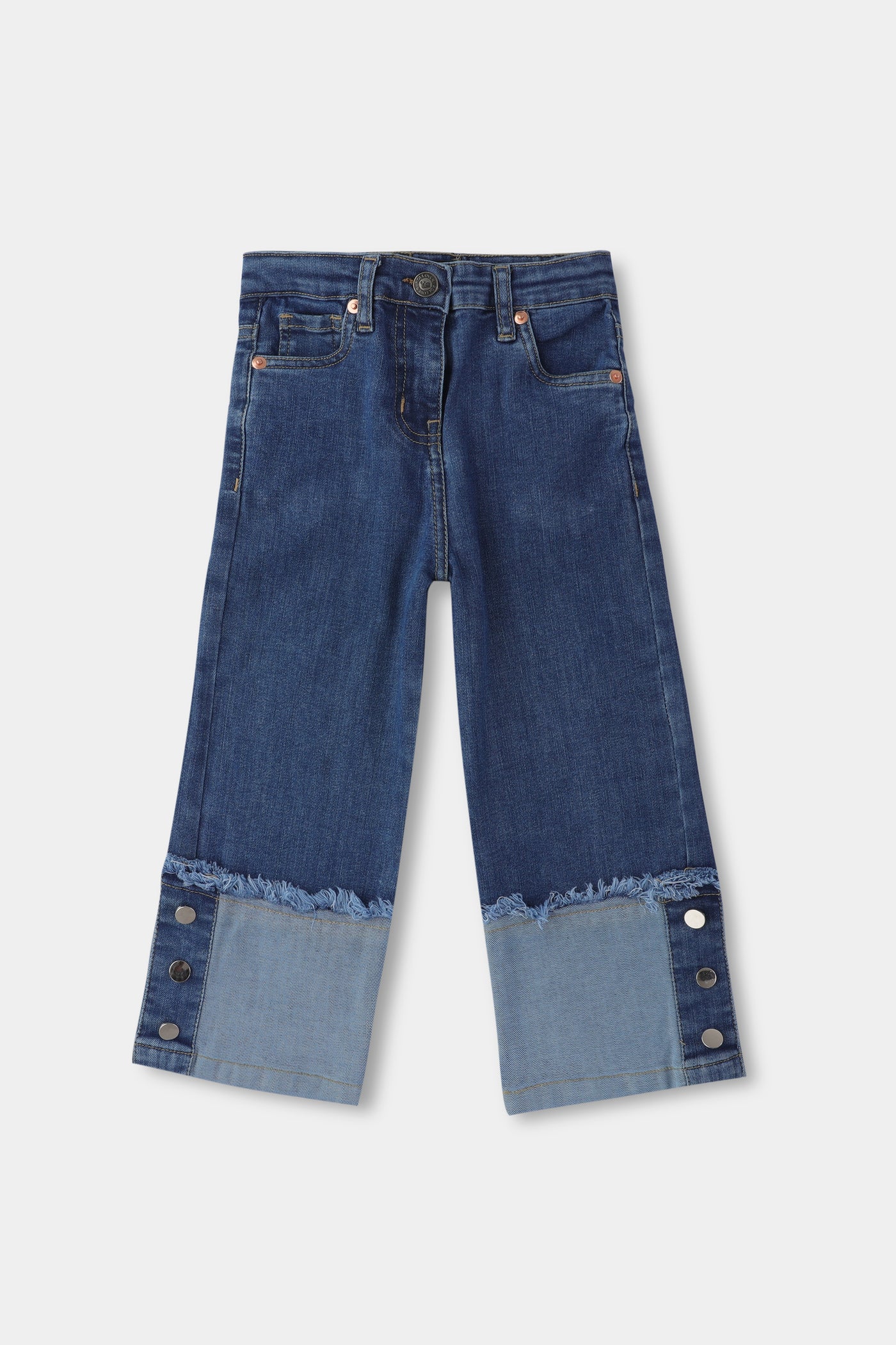 Girls Chic Wide-leg Cuffed Jeans