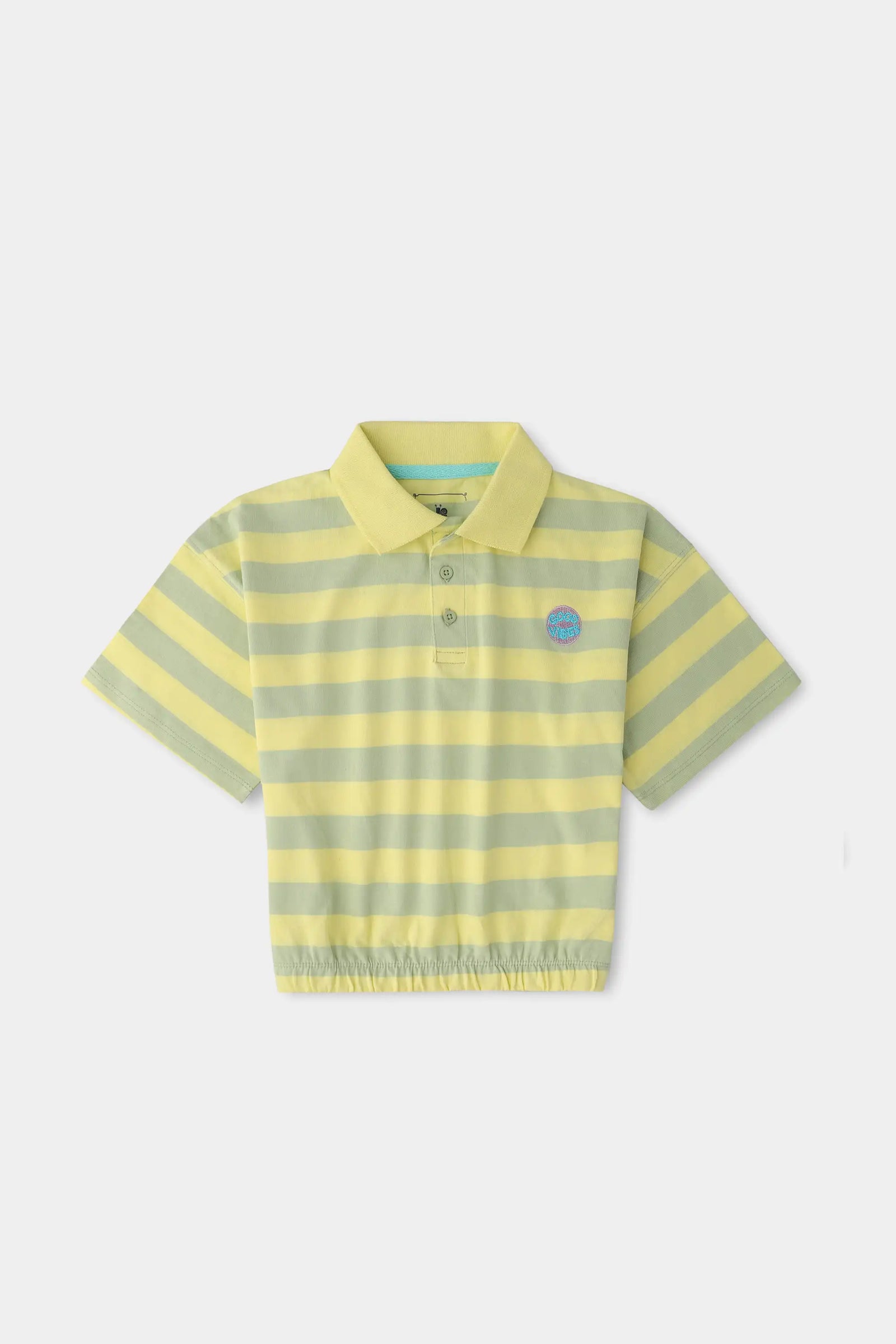 Girls' Light Yellow Boxy Polo Shirt