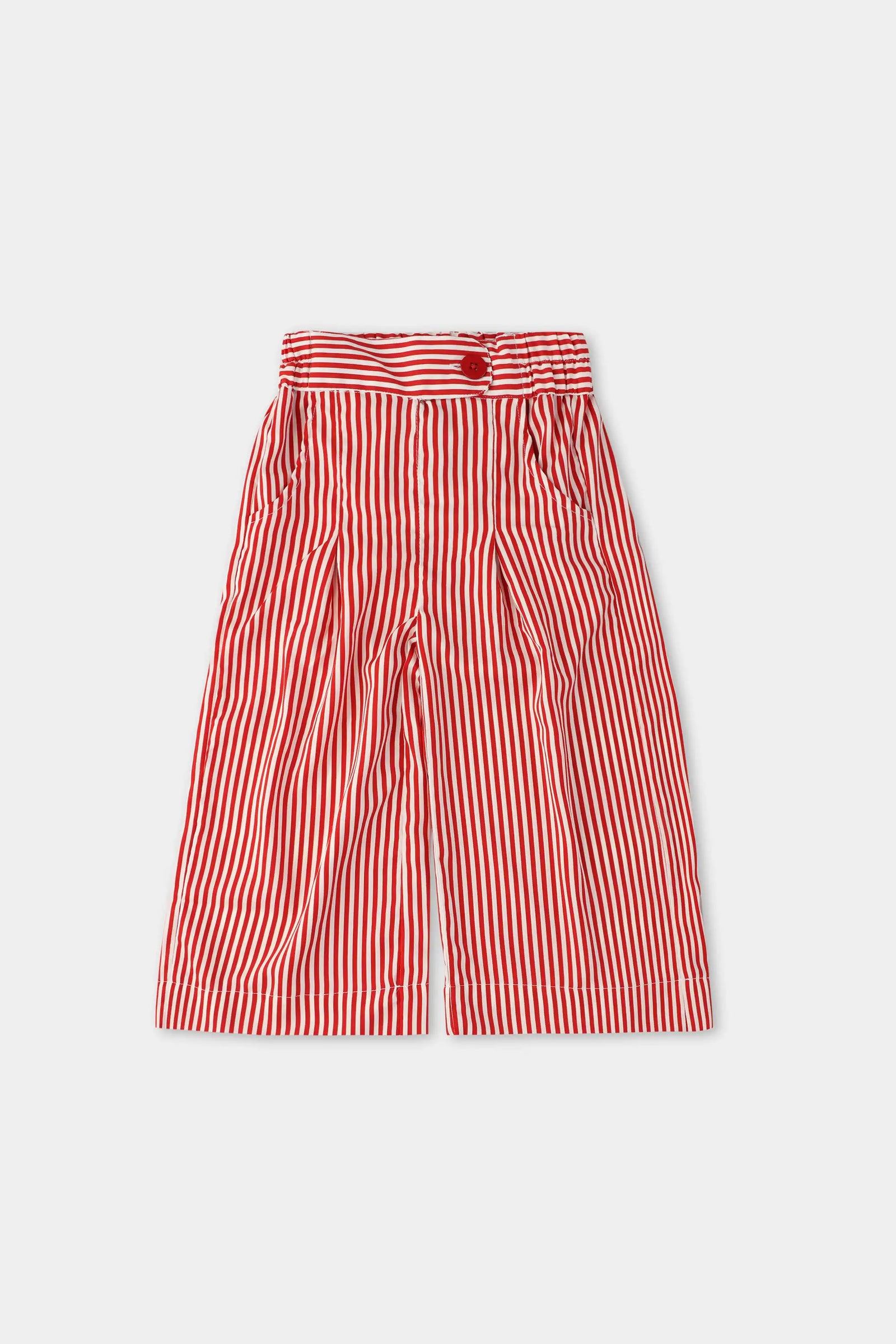 Red Stride Linen Cullotes