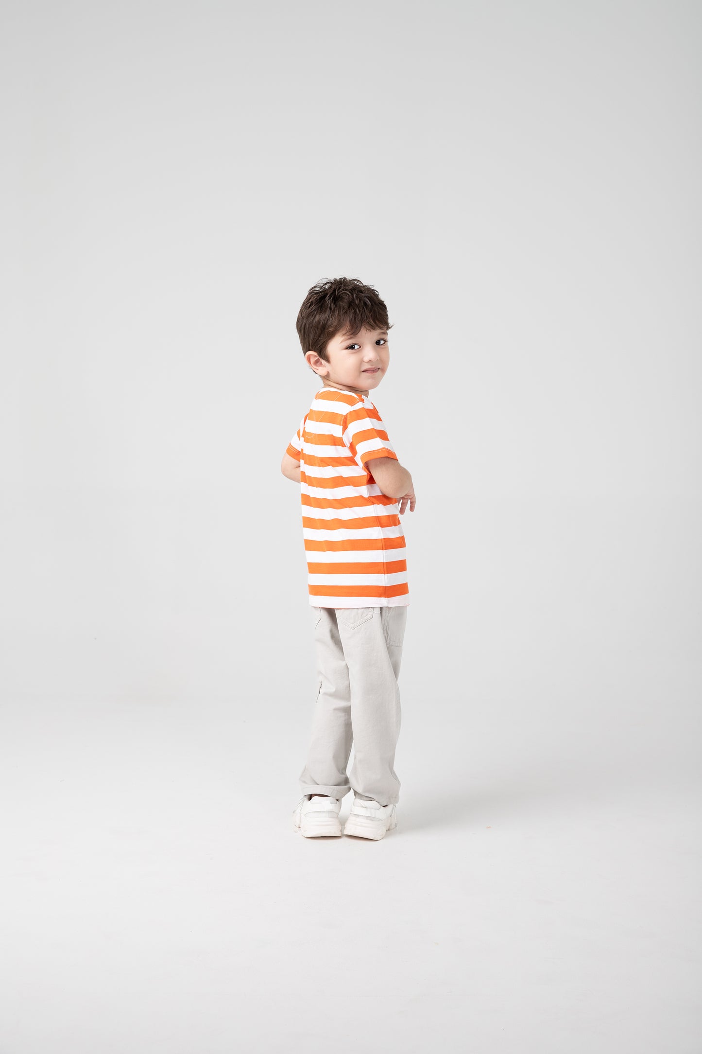 Boys Citrus Striped Signature Tee