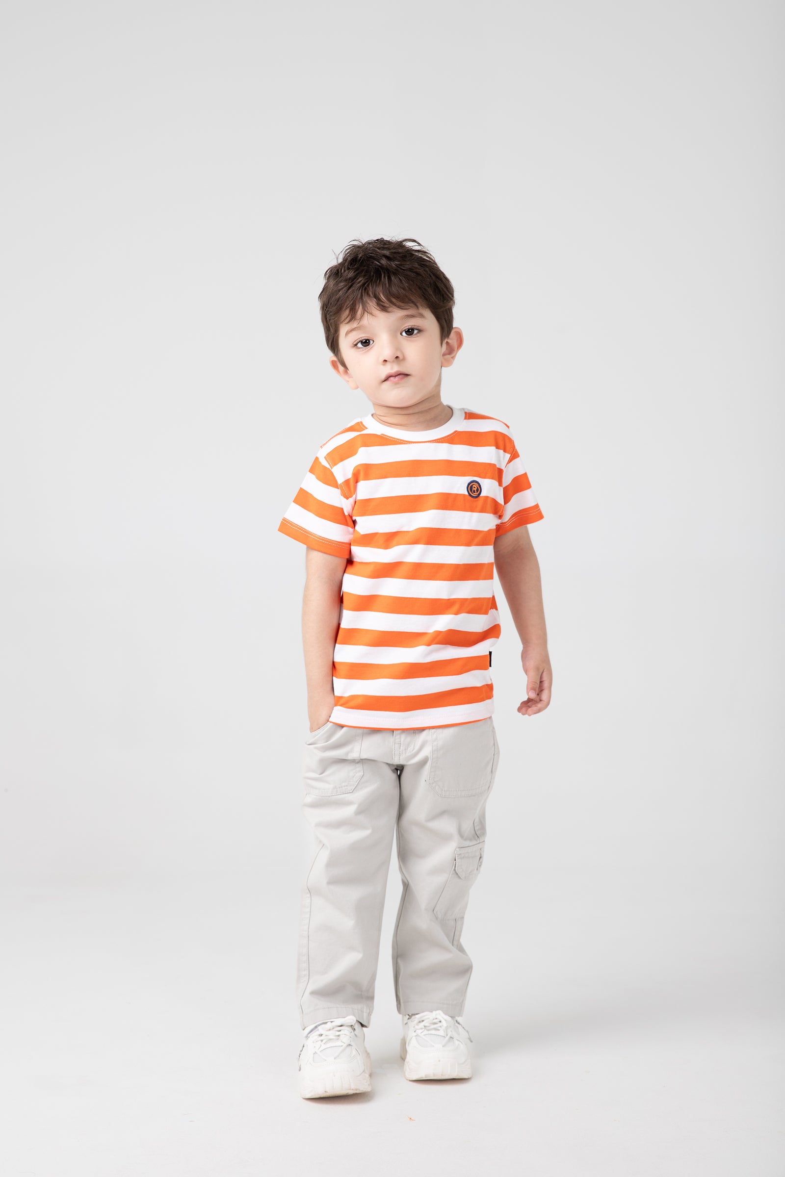 Boys Citrus Striped Signature Tee