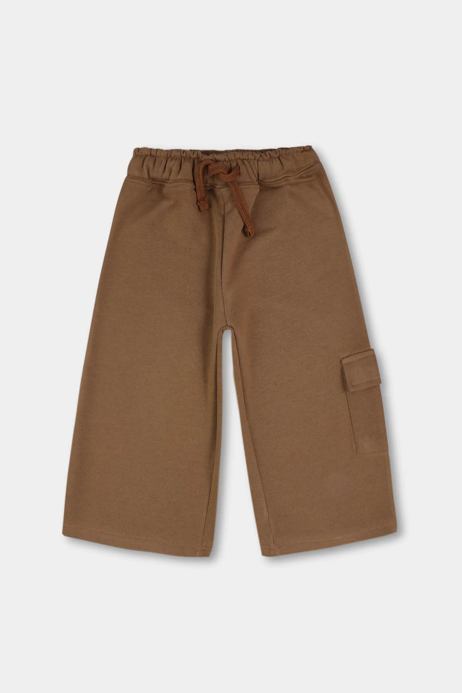 Girls Brown Terry Pocket Trousers
