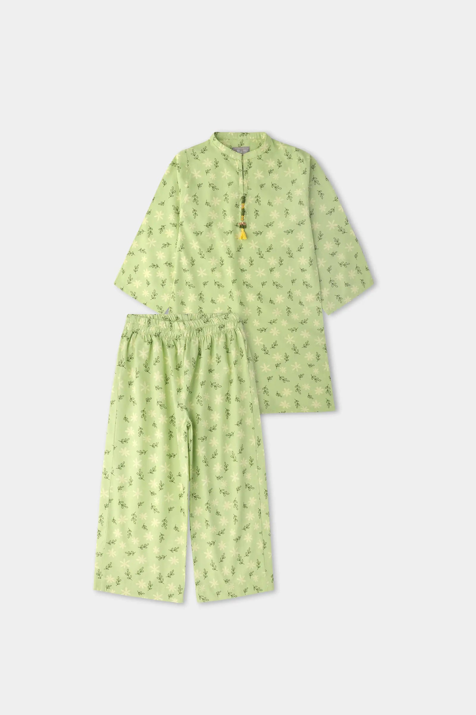 Leafy Green Printed Kurta Set - 2pc
