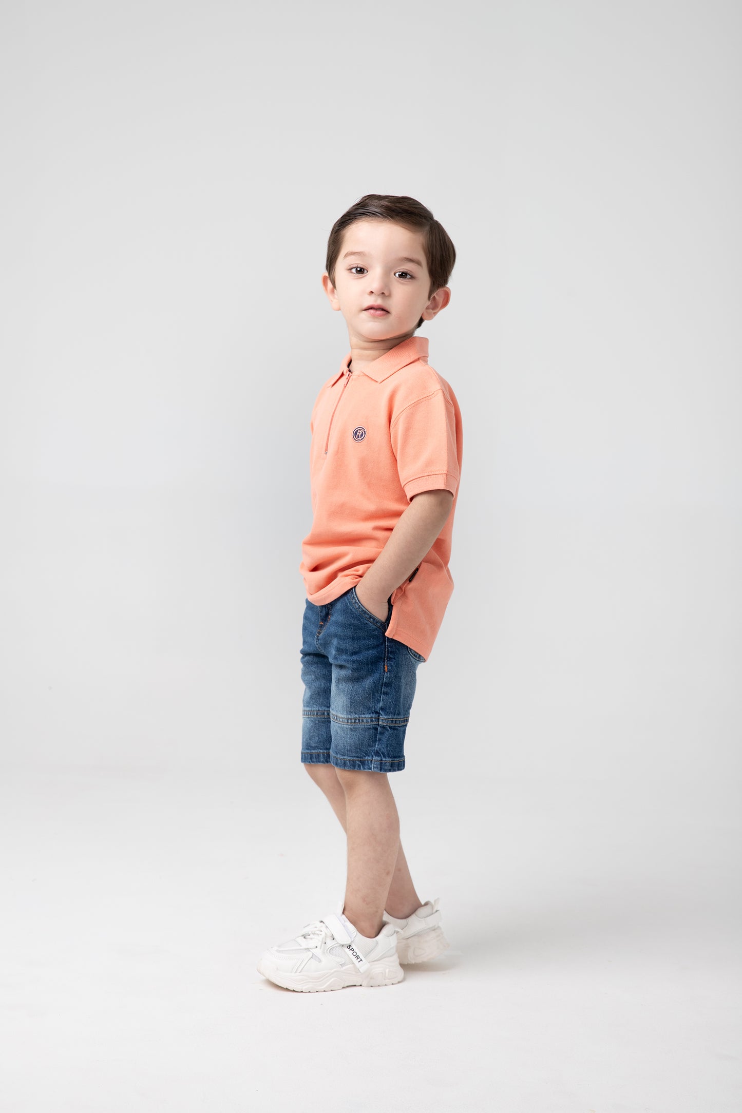 Boys Coral Zipped Polo Shirt
