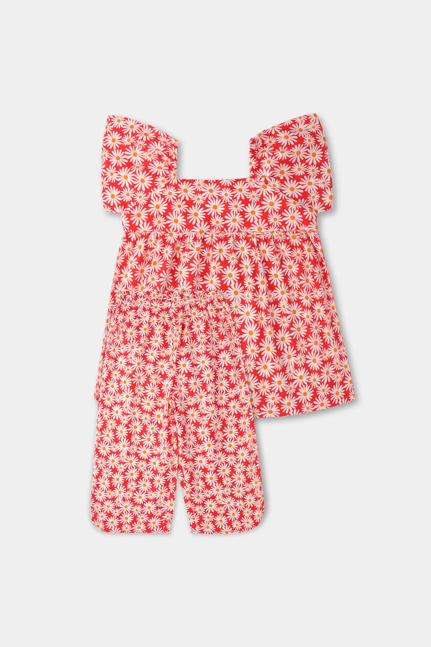 Red Daisy Cotton Co-ord Set