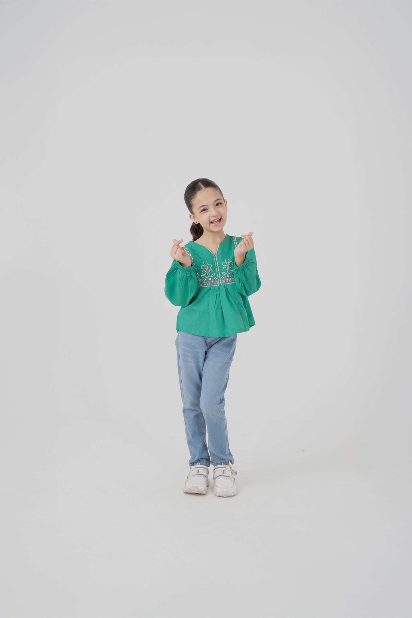 Emerald Emboidered Raglan Top