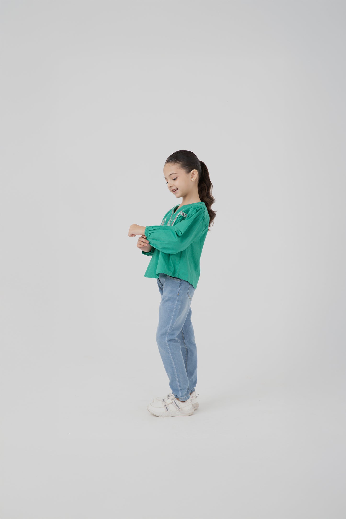 Emerald Emboidered Raglan Top