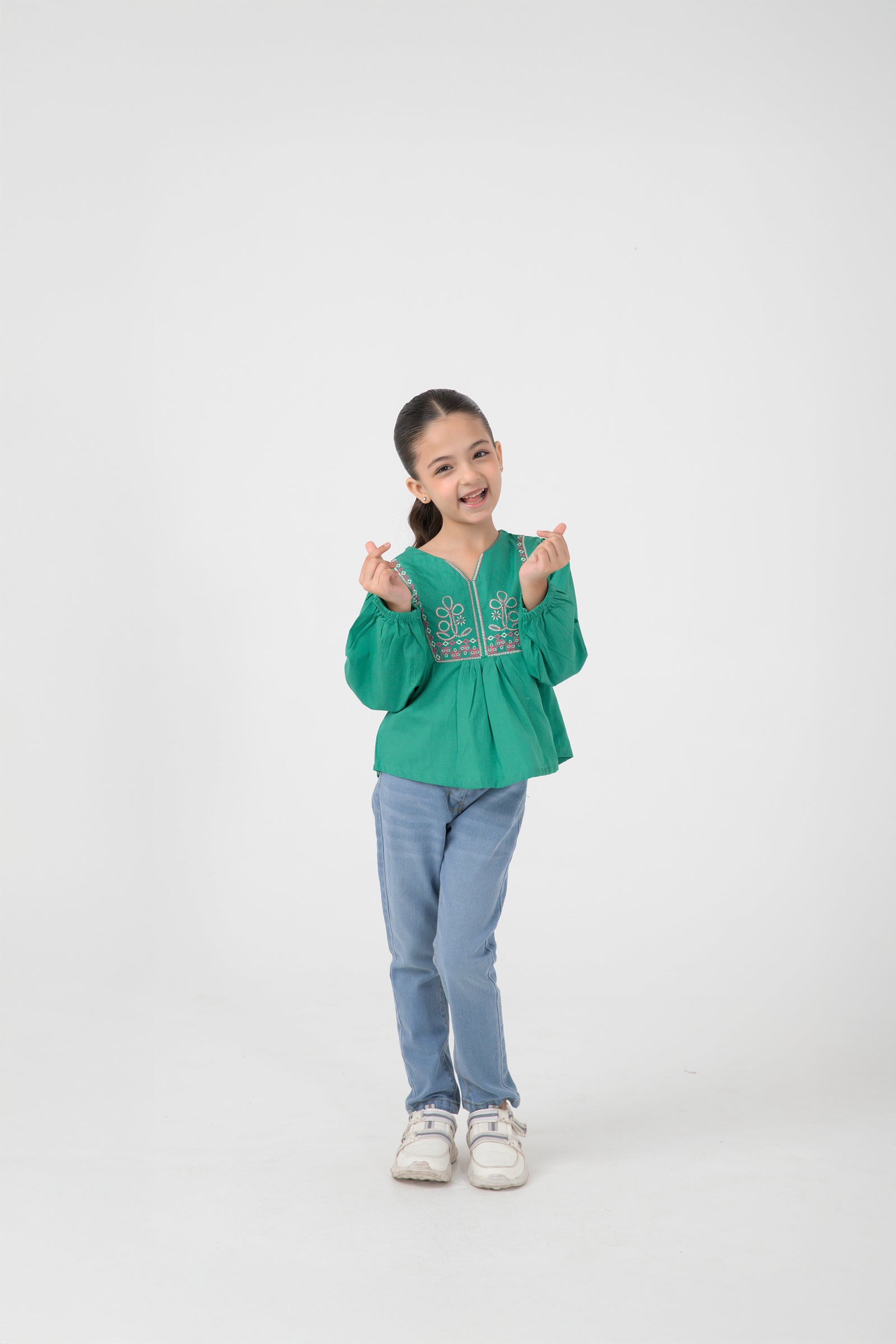 Emerald Emboidered Raglan Top
