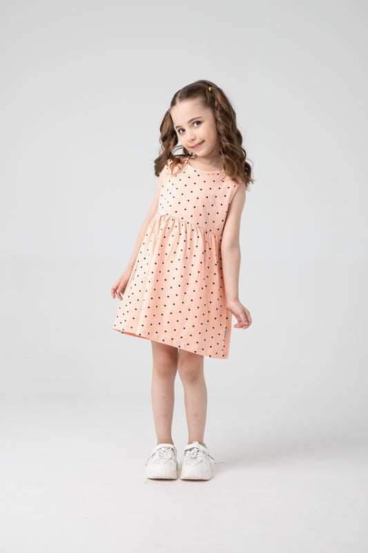 Peach Polka Dot Jersey Frock