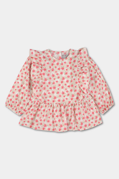 Peach Peplum Cotton Top