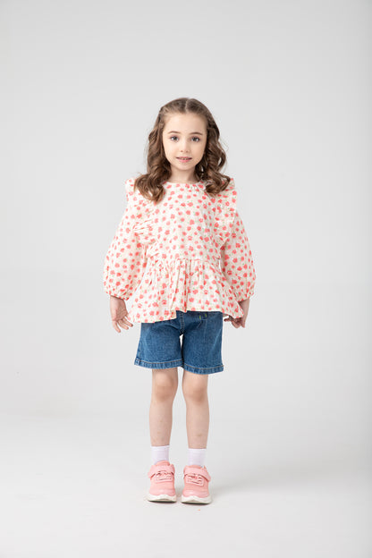 Peach Peplum Cotton Top