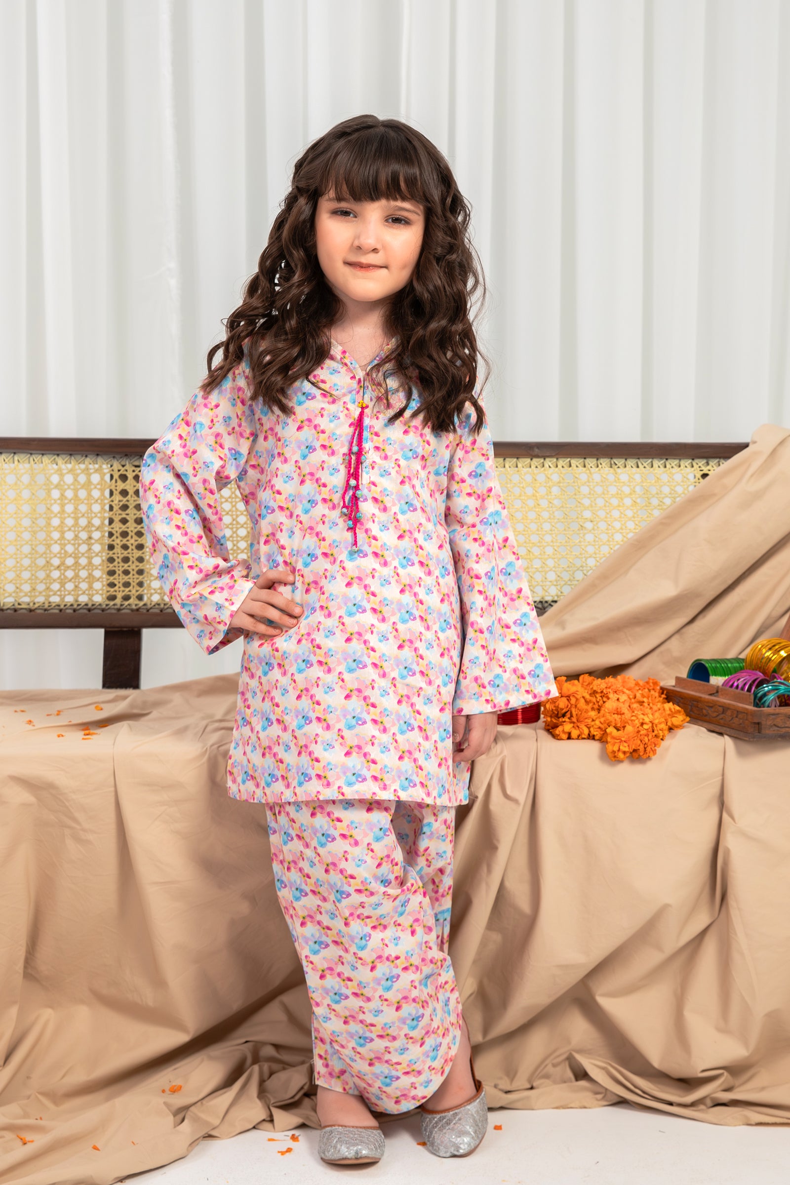 Colorful Printed Kurta Shalwar Set - 2pc