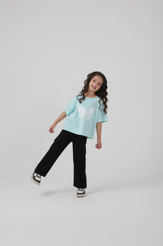 Mint Butterfly Boxy Tee