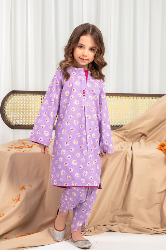 Lavander Printed Kurta Shalwar Set - 2pc