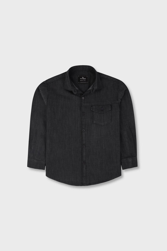 Boys Black Core Chambray Shirt