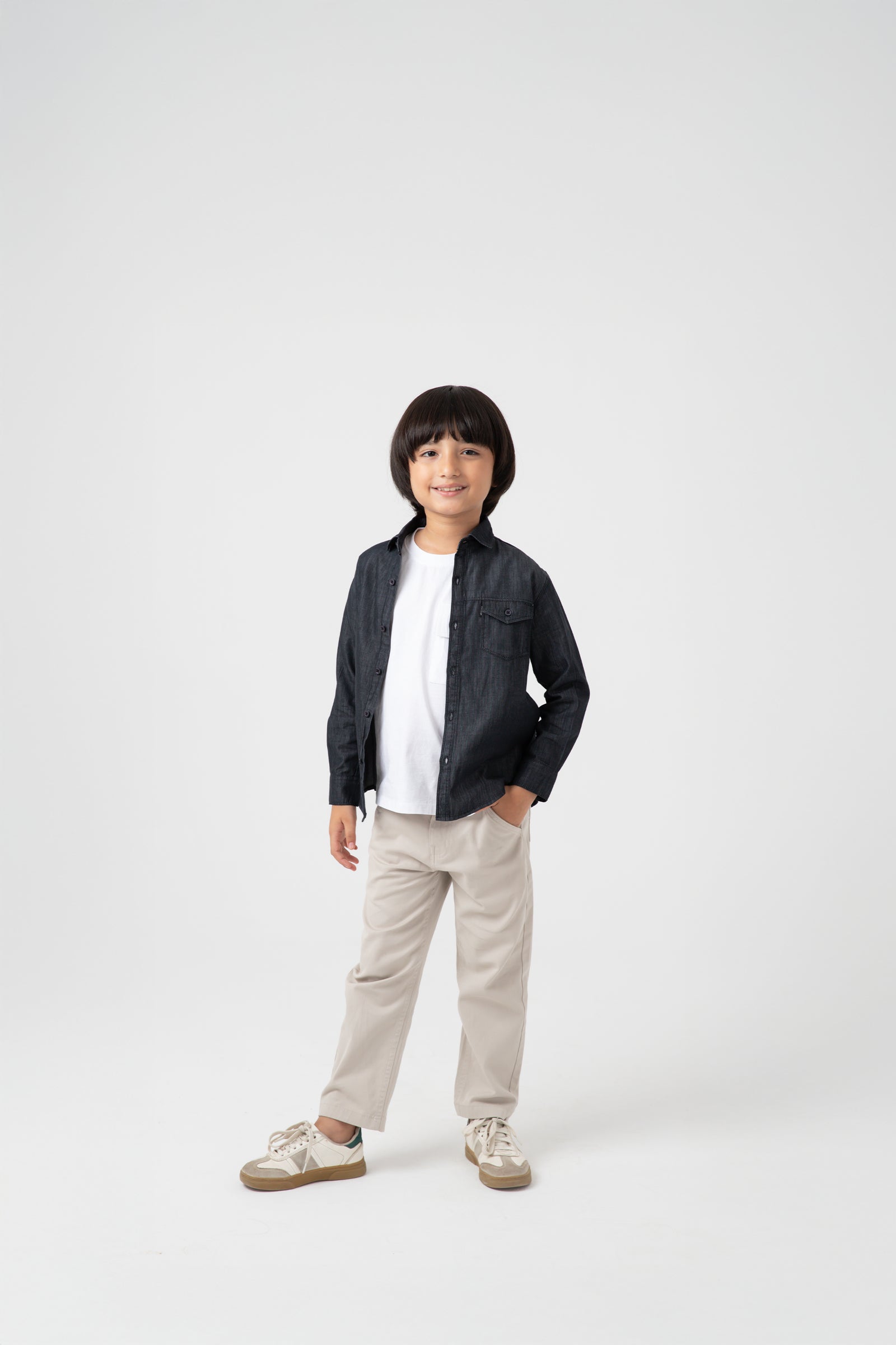 Boys Black Core Chambray Shirt