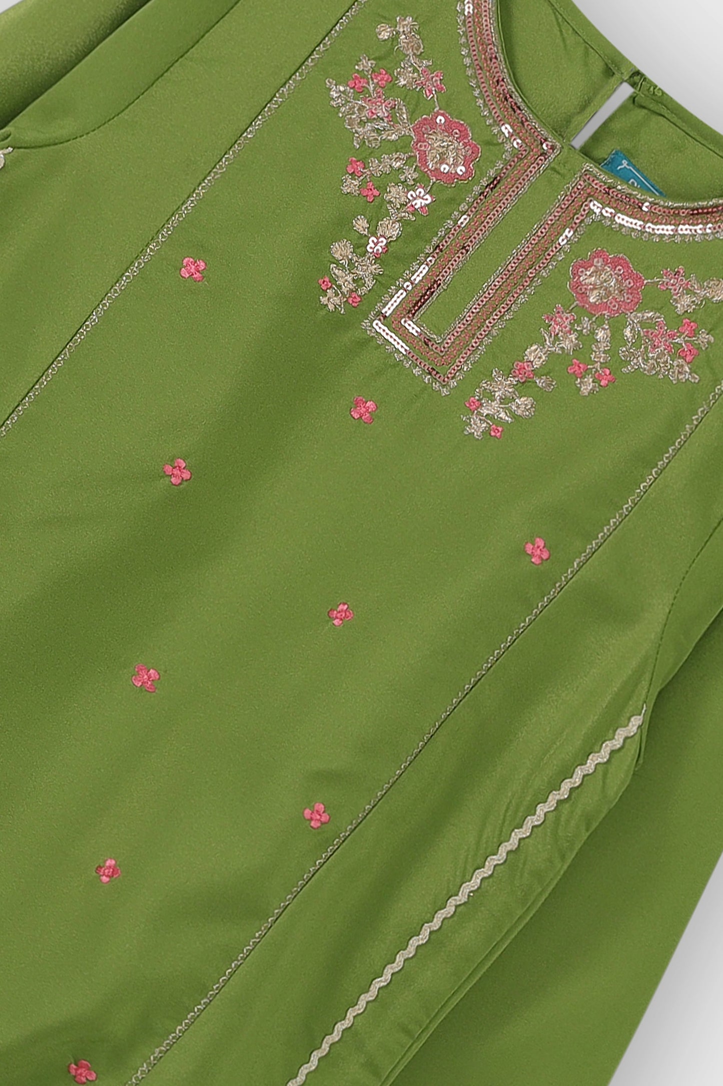 Green Festive Kurta Shalwar Set - 3pc