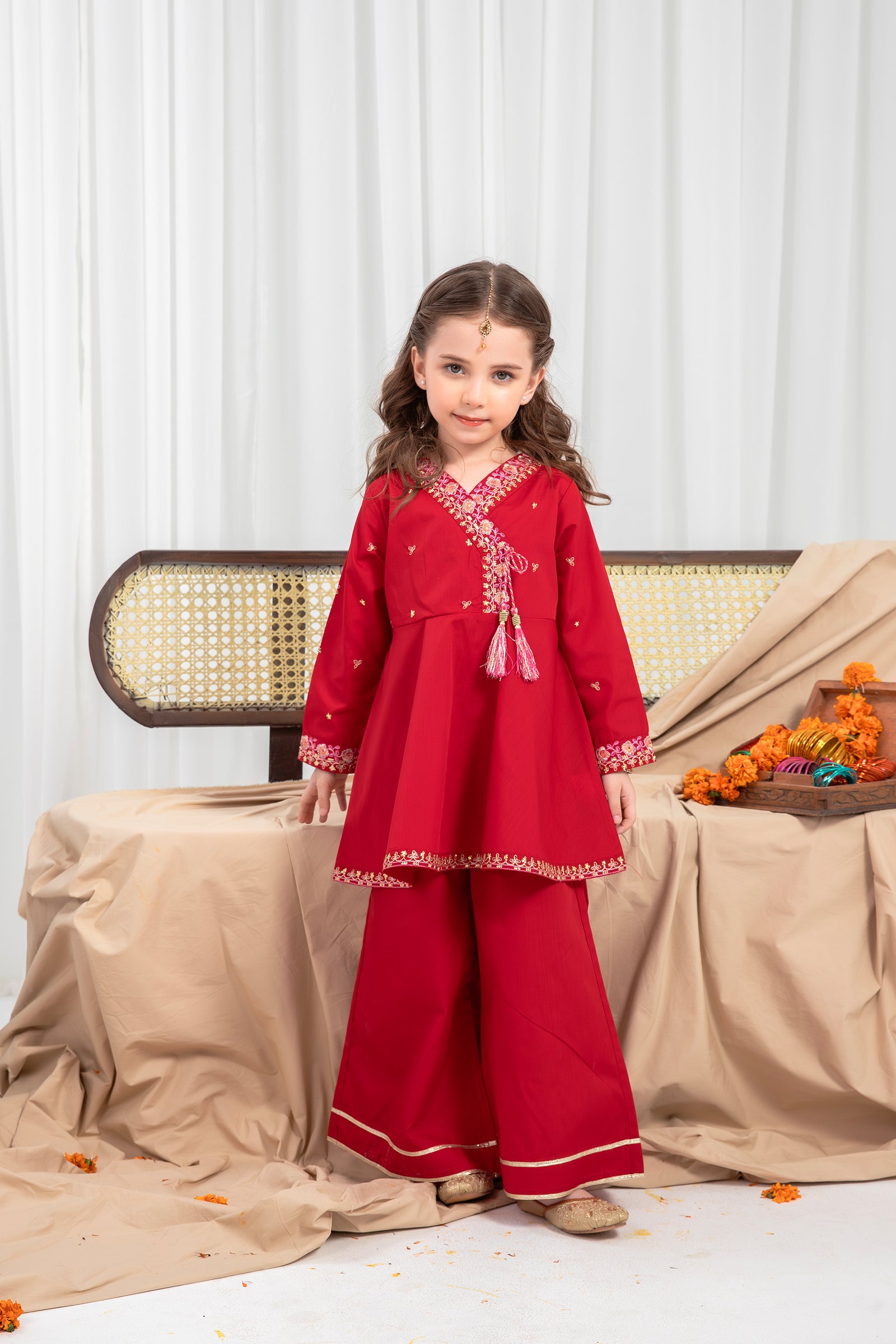 Girls Rosewood Bloom Kurta Set - 2pc