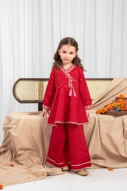 Gilrs Rosewood Bloom Kurta Set - 2pc