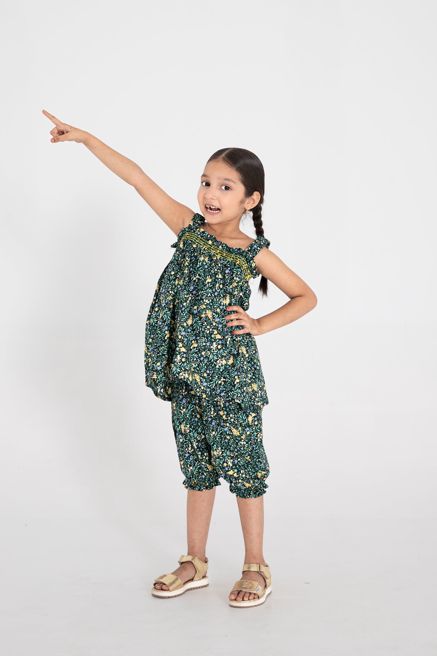 Petal Printed Black Co-ord Set
