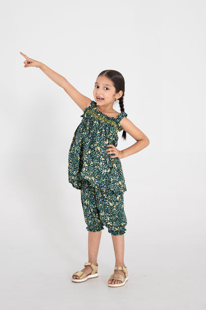Petal Printed Black Co-ord Set