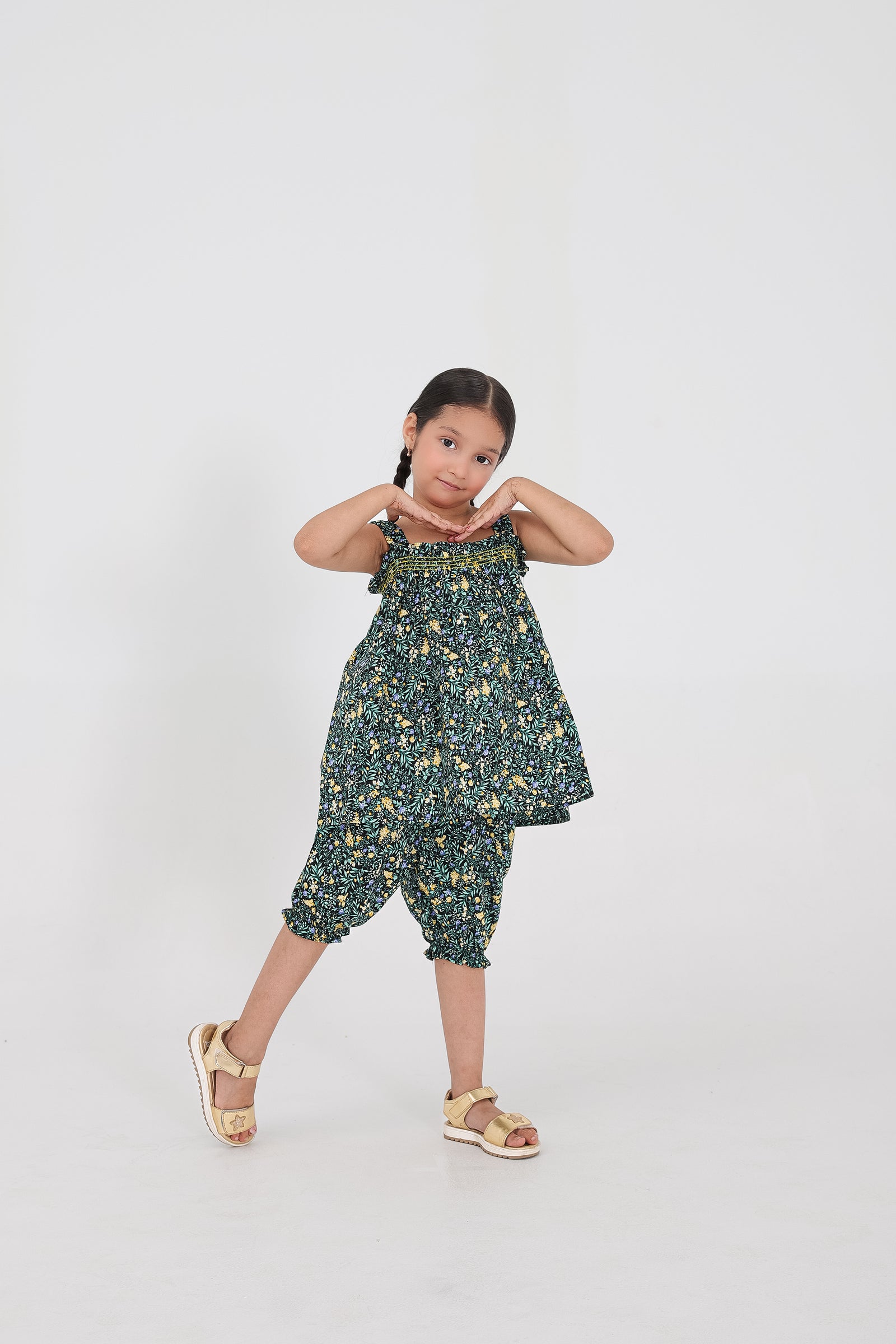 Petal Printed Black Co-ord Set