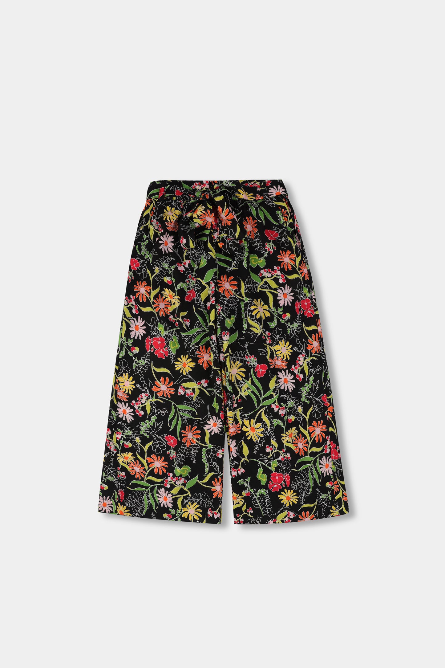 Floral Printed Black Culottes