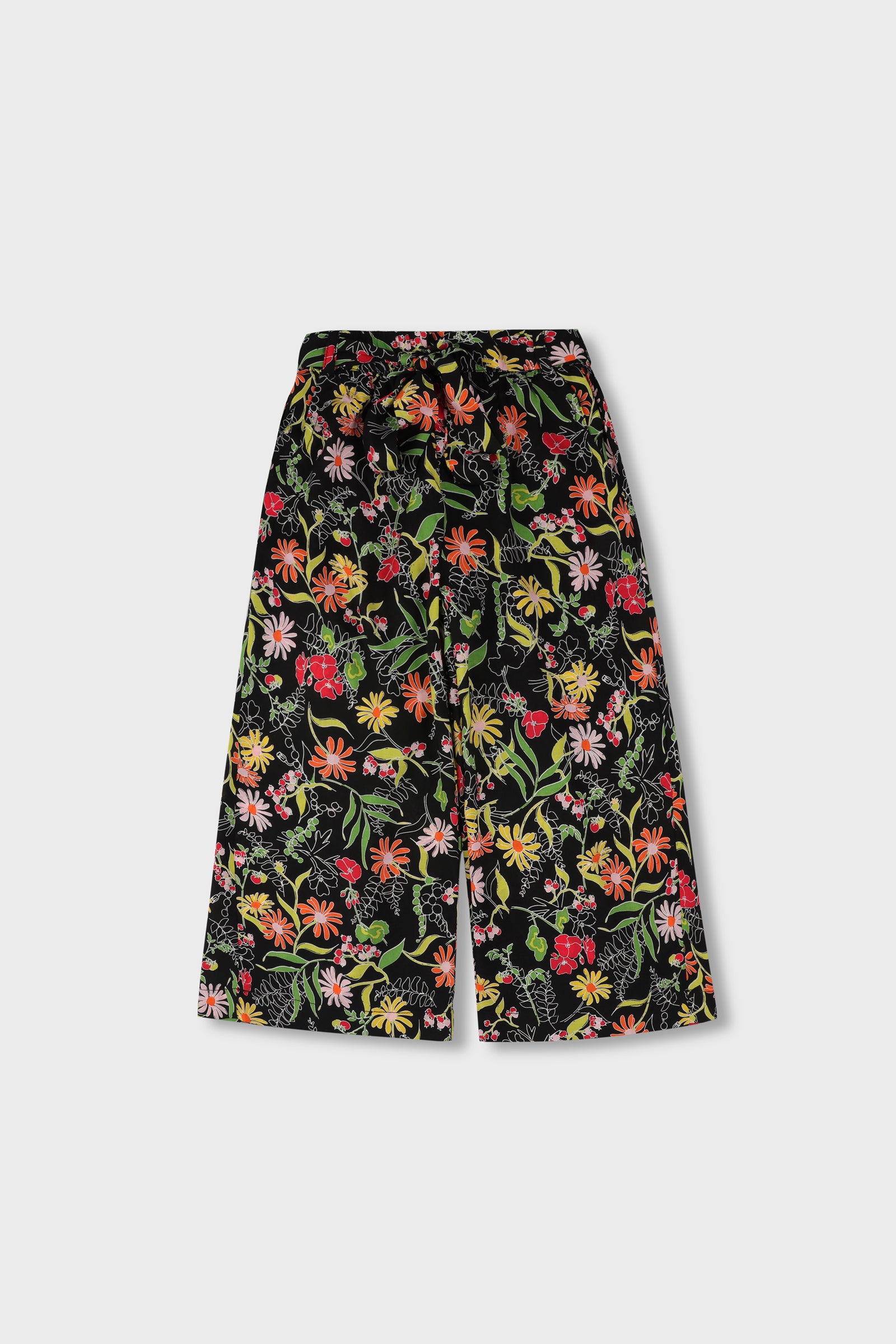 Floral Printed Black Culottes