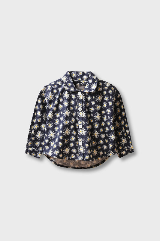 Navy Spark Flannel Top