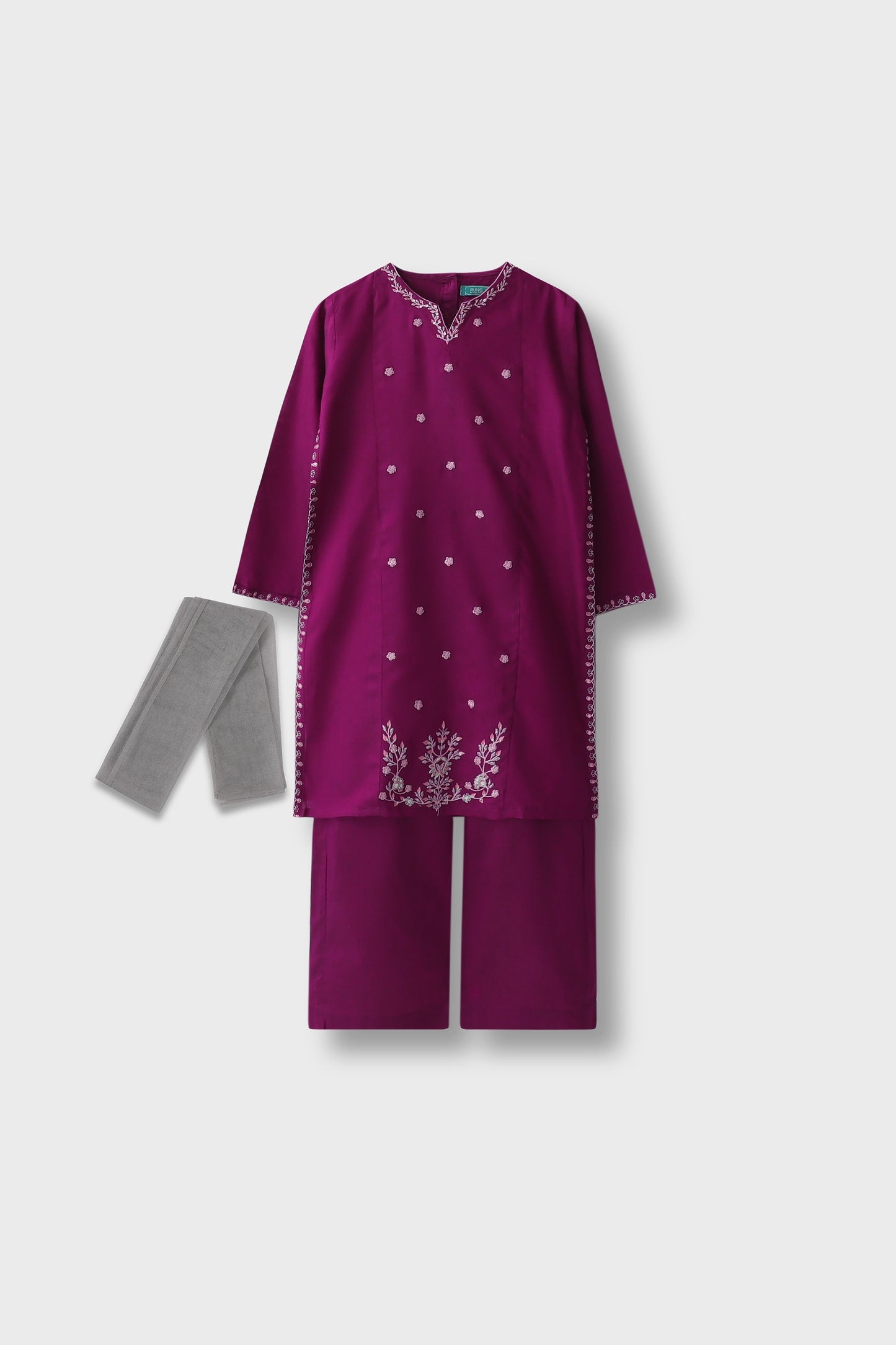 Maroon Silk Ensemble - 3pc