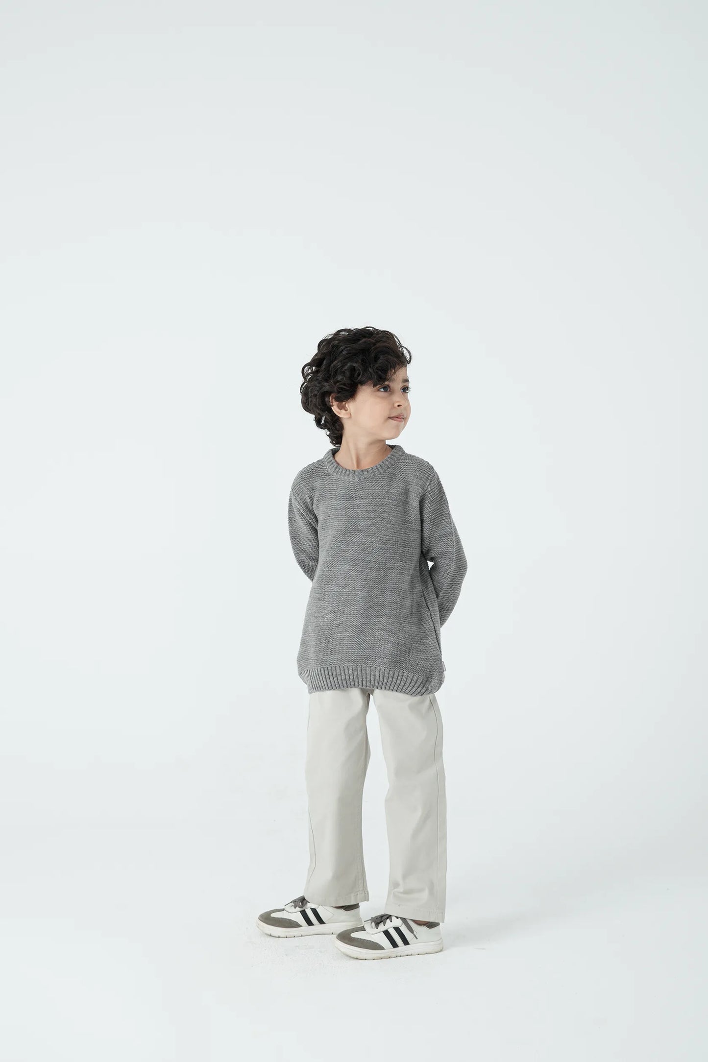 Boys Grey Grid Sweater