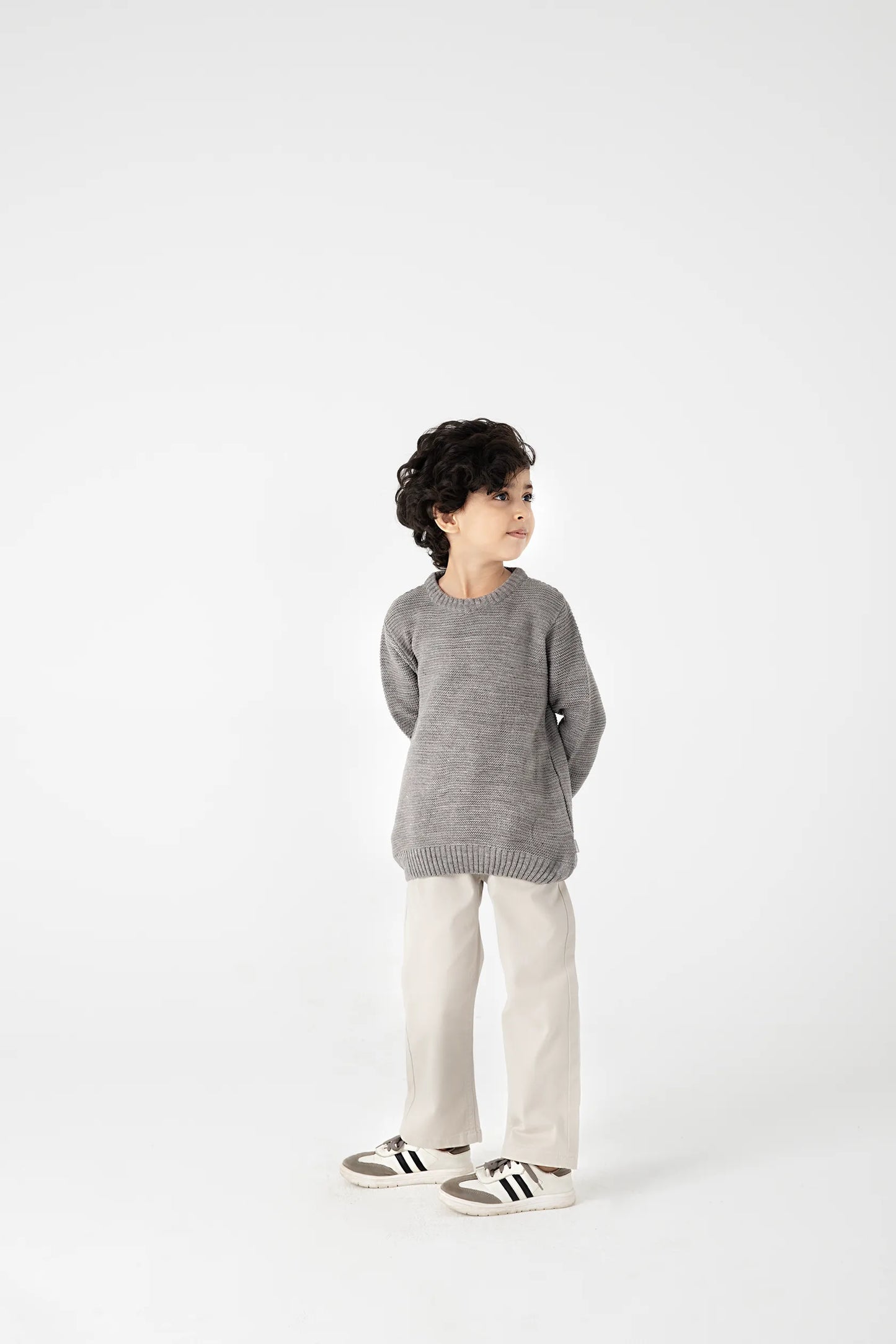 Boys Grey Grid Sweater