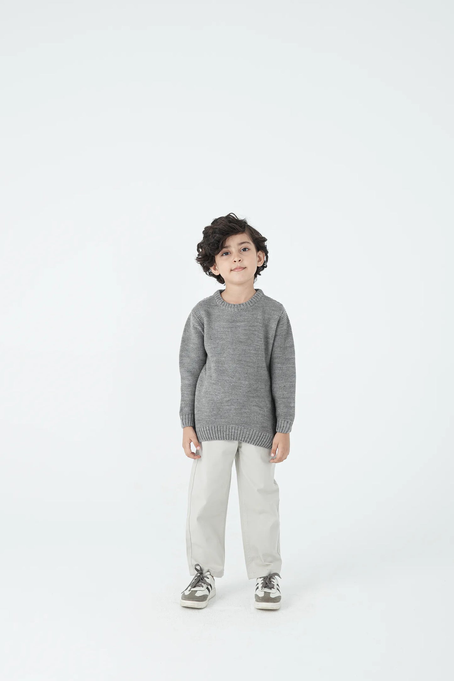 Boys Grey Grid Sweater