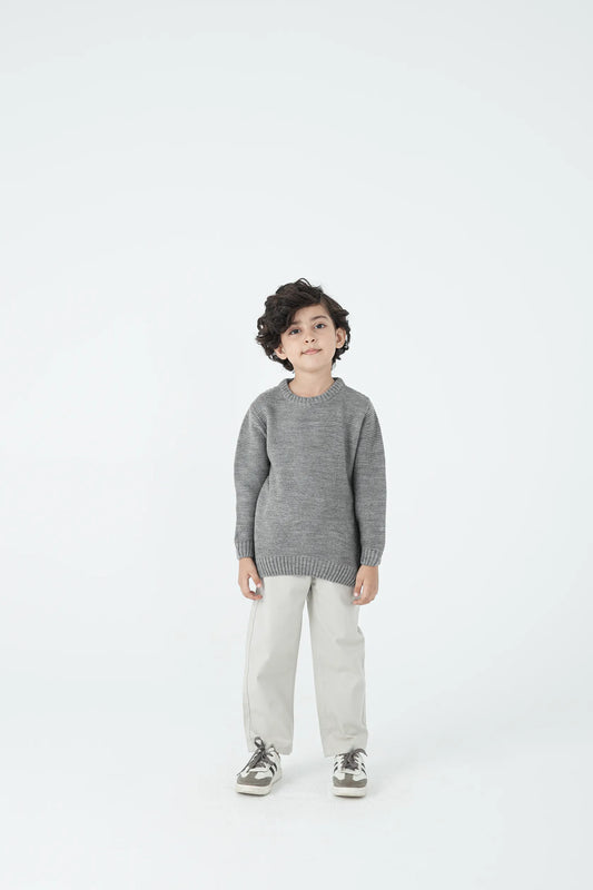 Boys Grey Grid Sweater