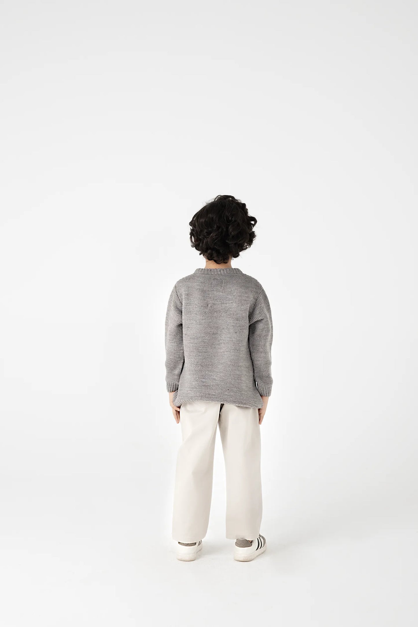 Boys Grey Grid Sweater