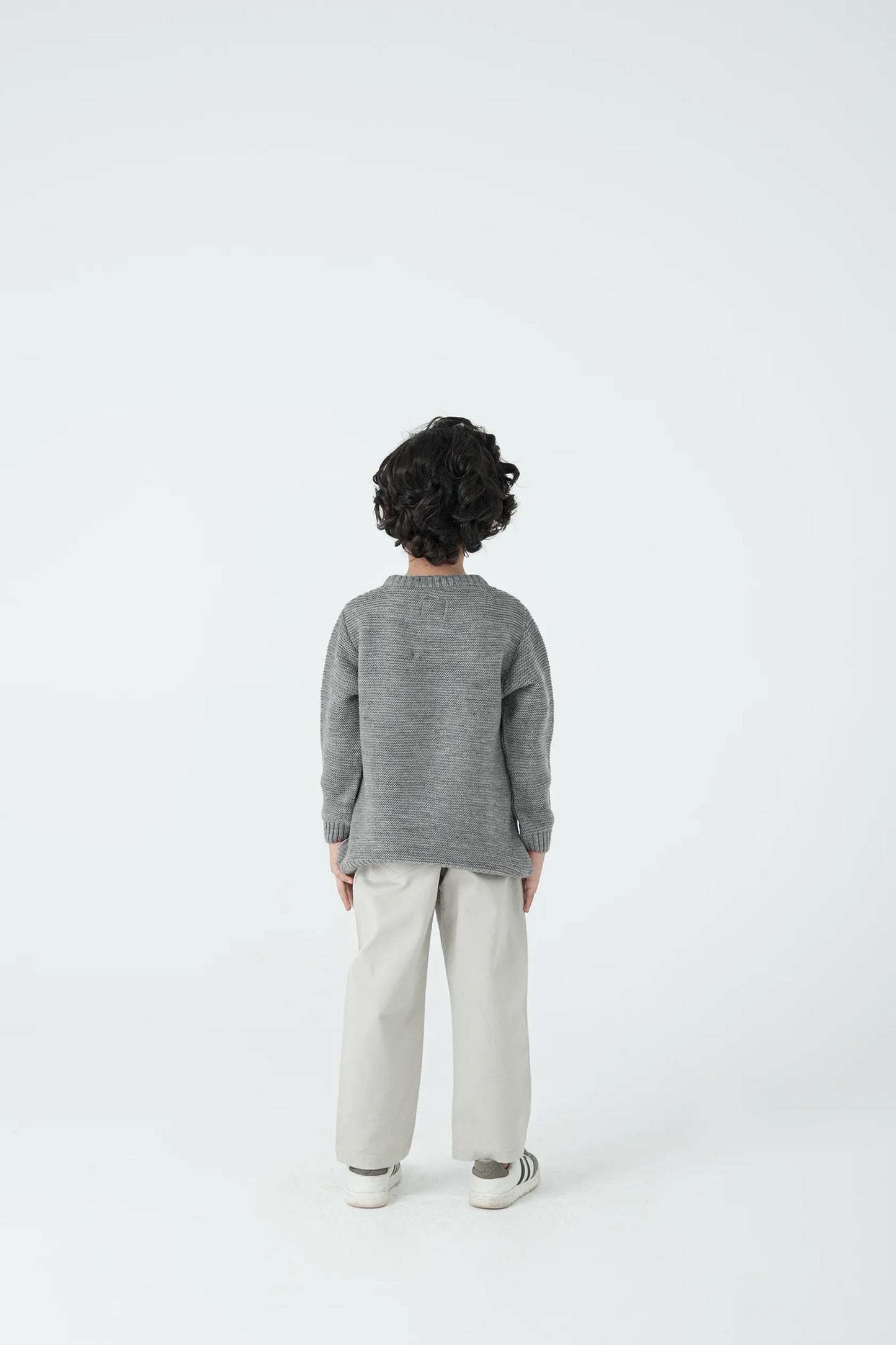 Boys Grey Grid Sweater