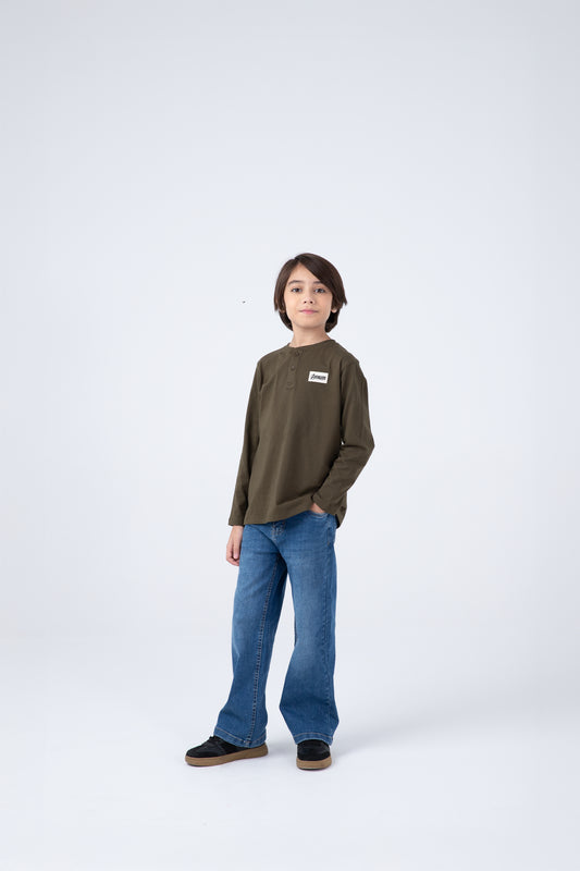 Olive Avengers Henley Tee