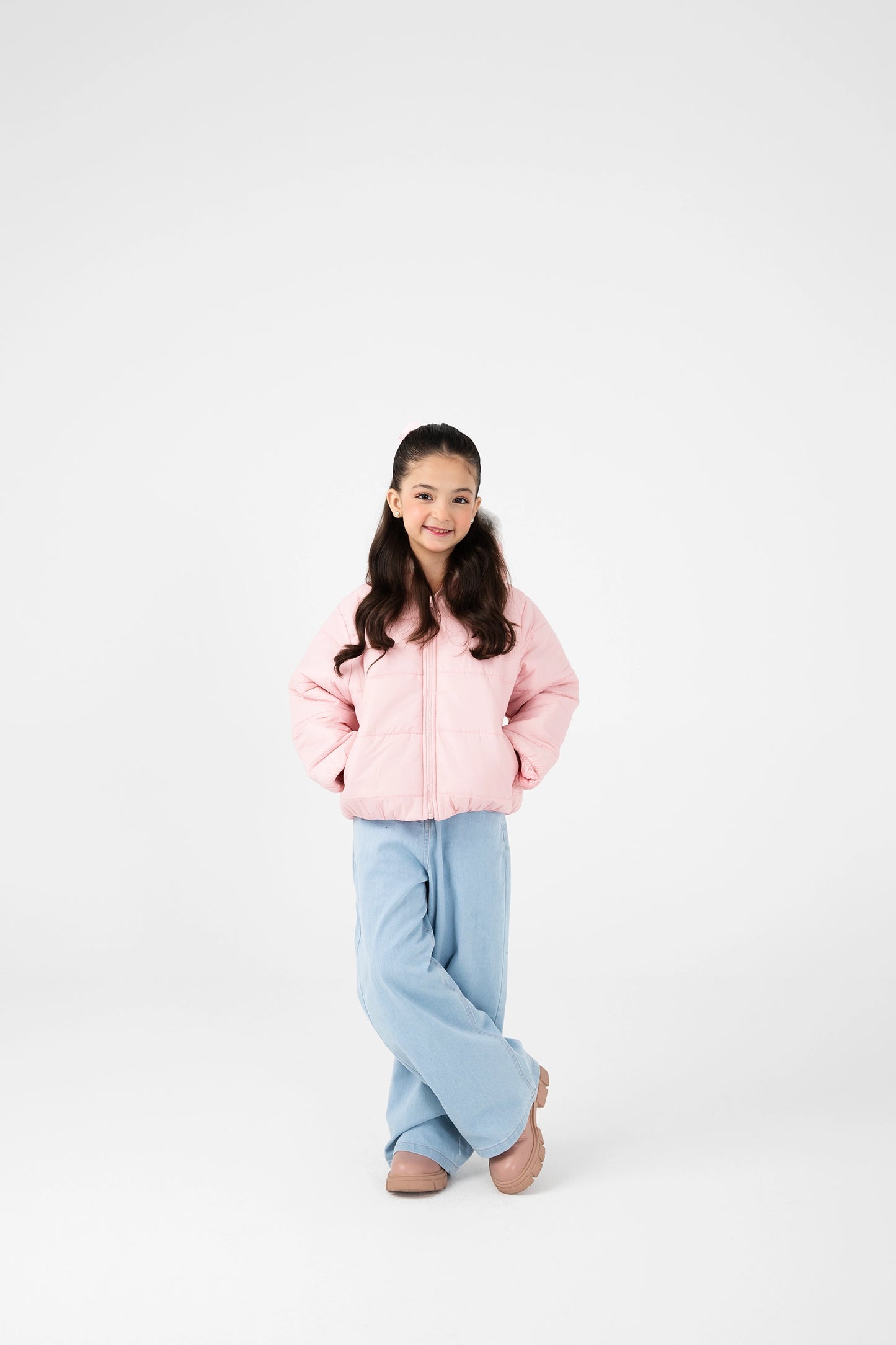 Girls Cozy Pink Puffer Jacket