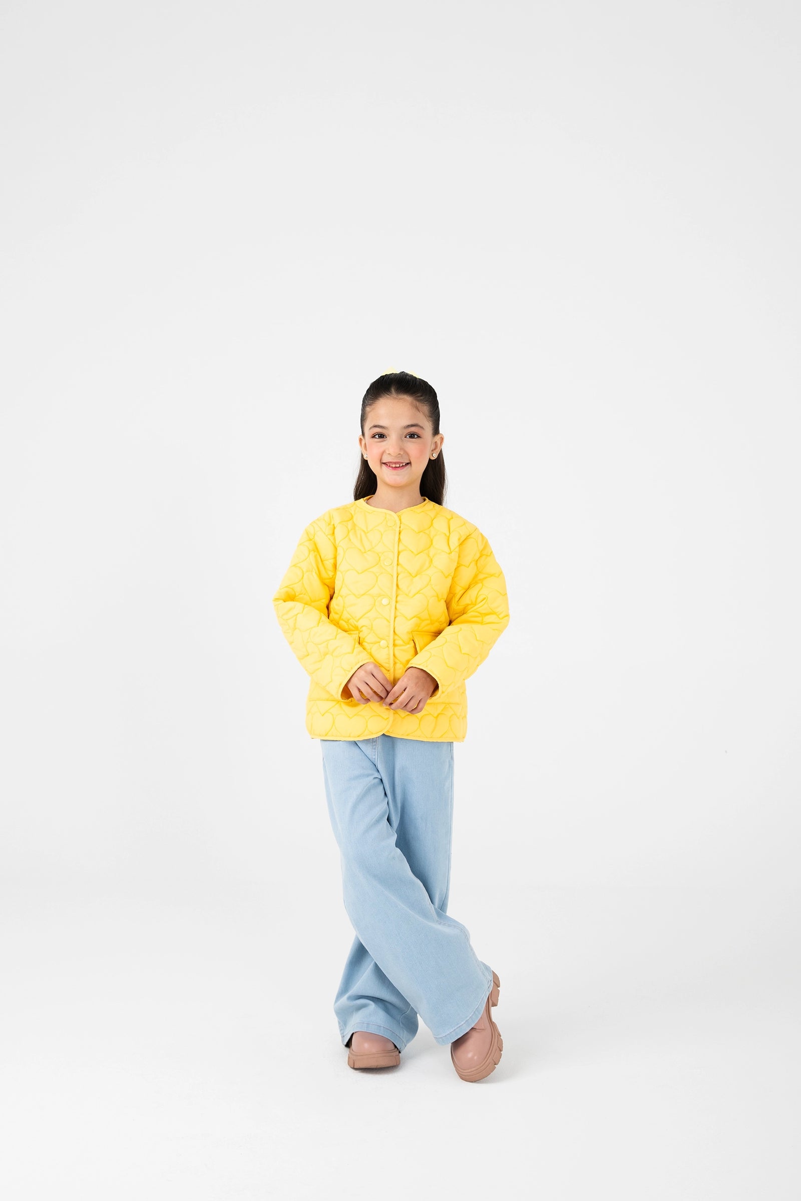 Girls Yellow Quilted Jacket