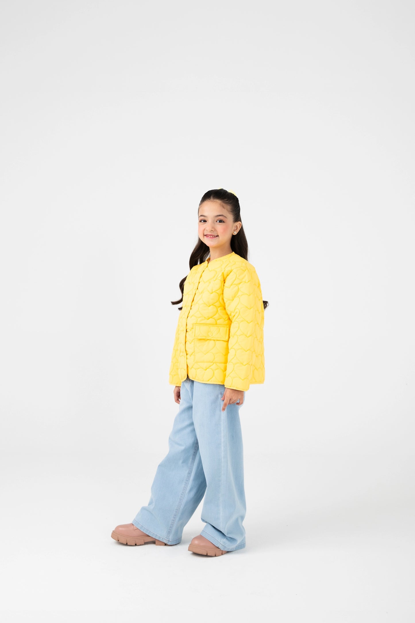 Girls Yellow Quilted Jacket
